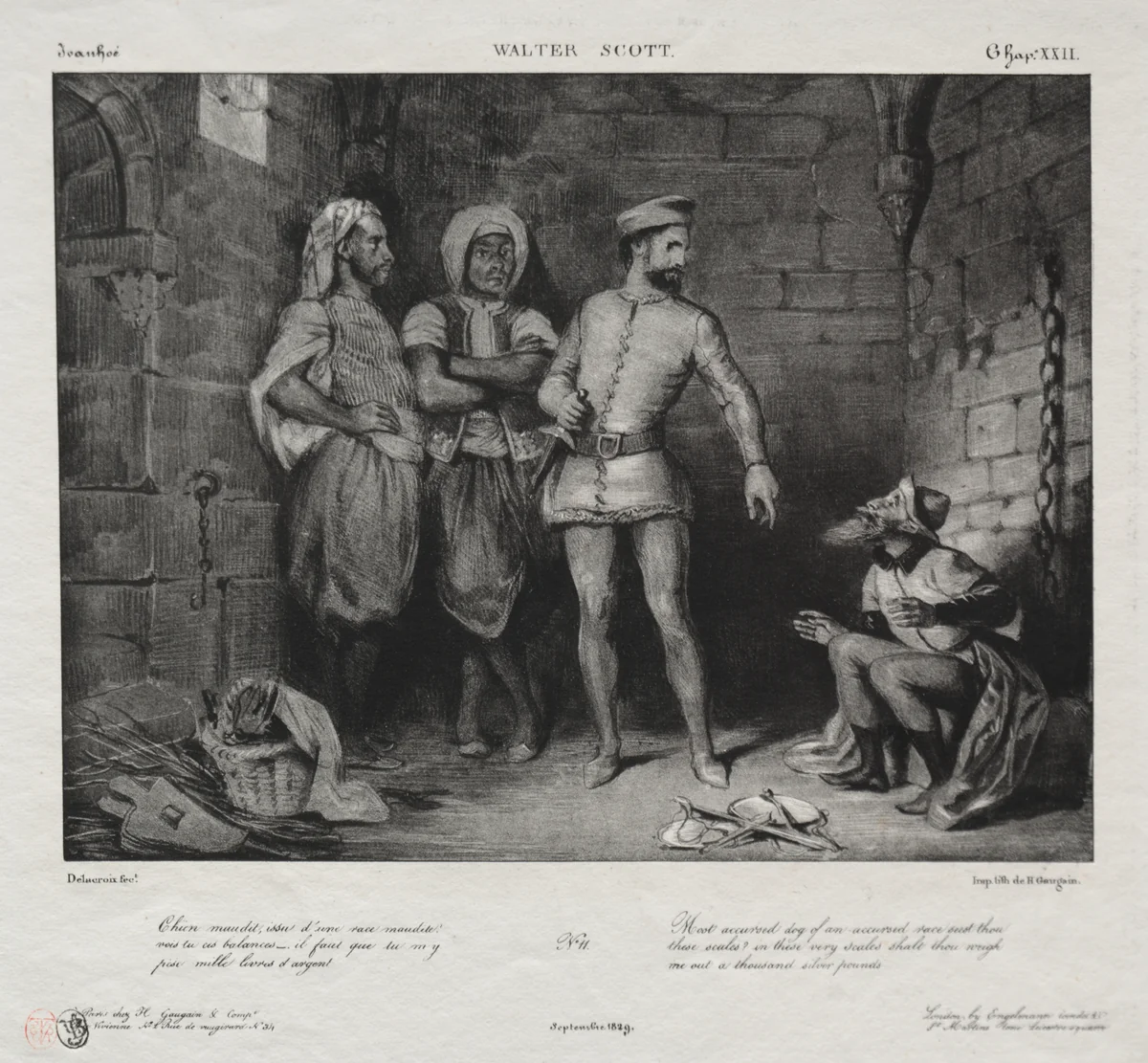 Fronte-Boeuf and the Jew by Eugène Delacroix, print, 1829