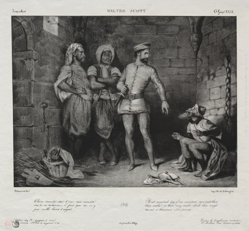 Fronte-Boeuf and the Jew by Eugène Delacroix, print, 1829
