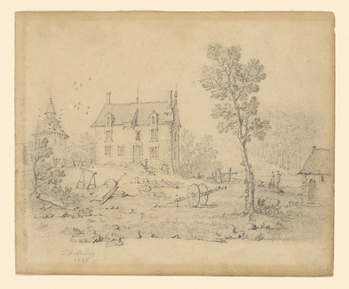 Country Farmhouse by Jean-Baptiste Oudry, drawing, 1728