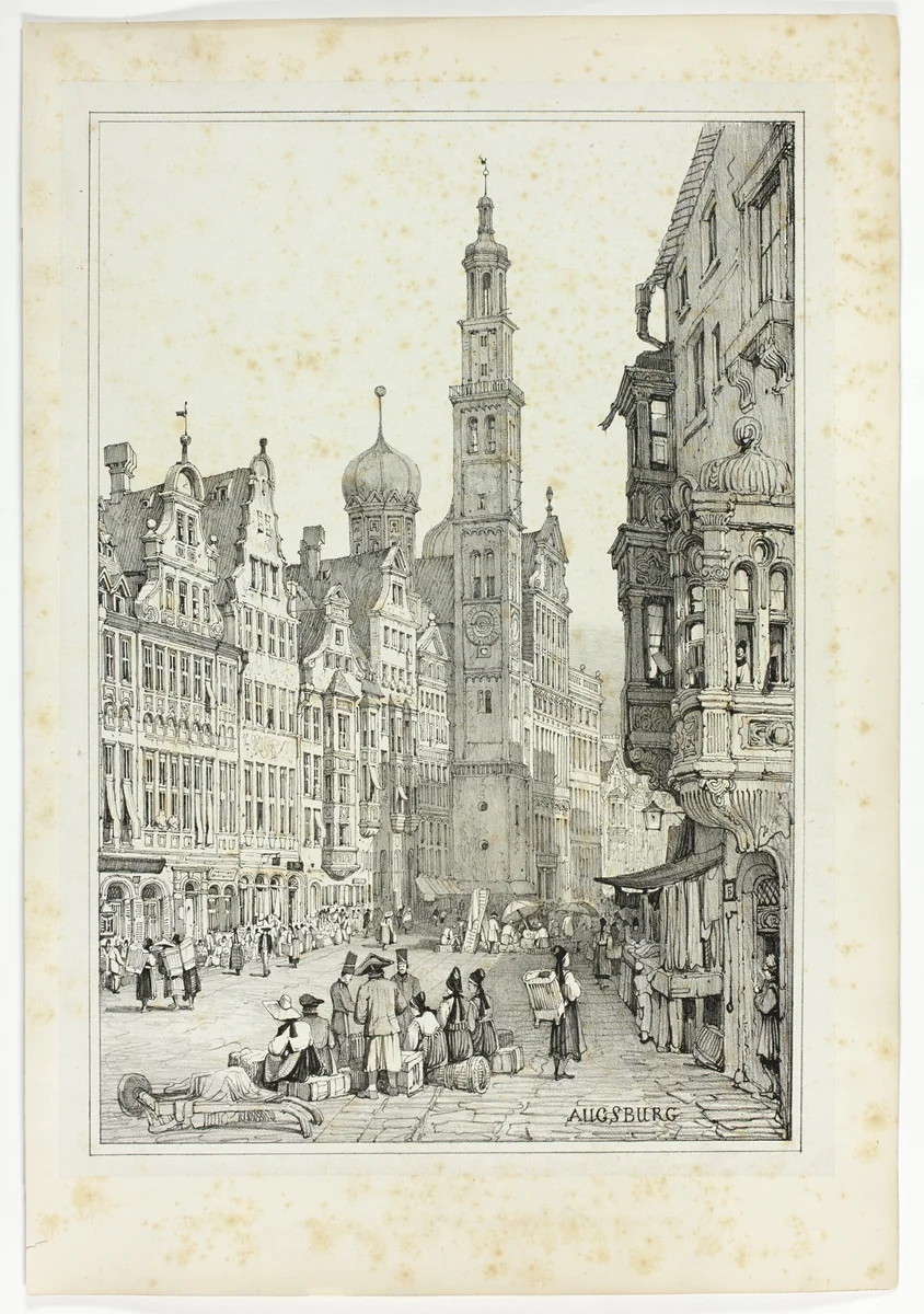 Augsburg, from Facsimiles of Sketches made in Flanders and Germany by Samuel Prout, print, 1833