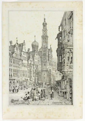Augsburg, from Facsimiles of Sketches made in Flanders and Germany by Samuel Prout, print, 1833