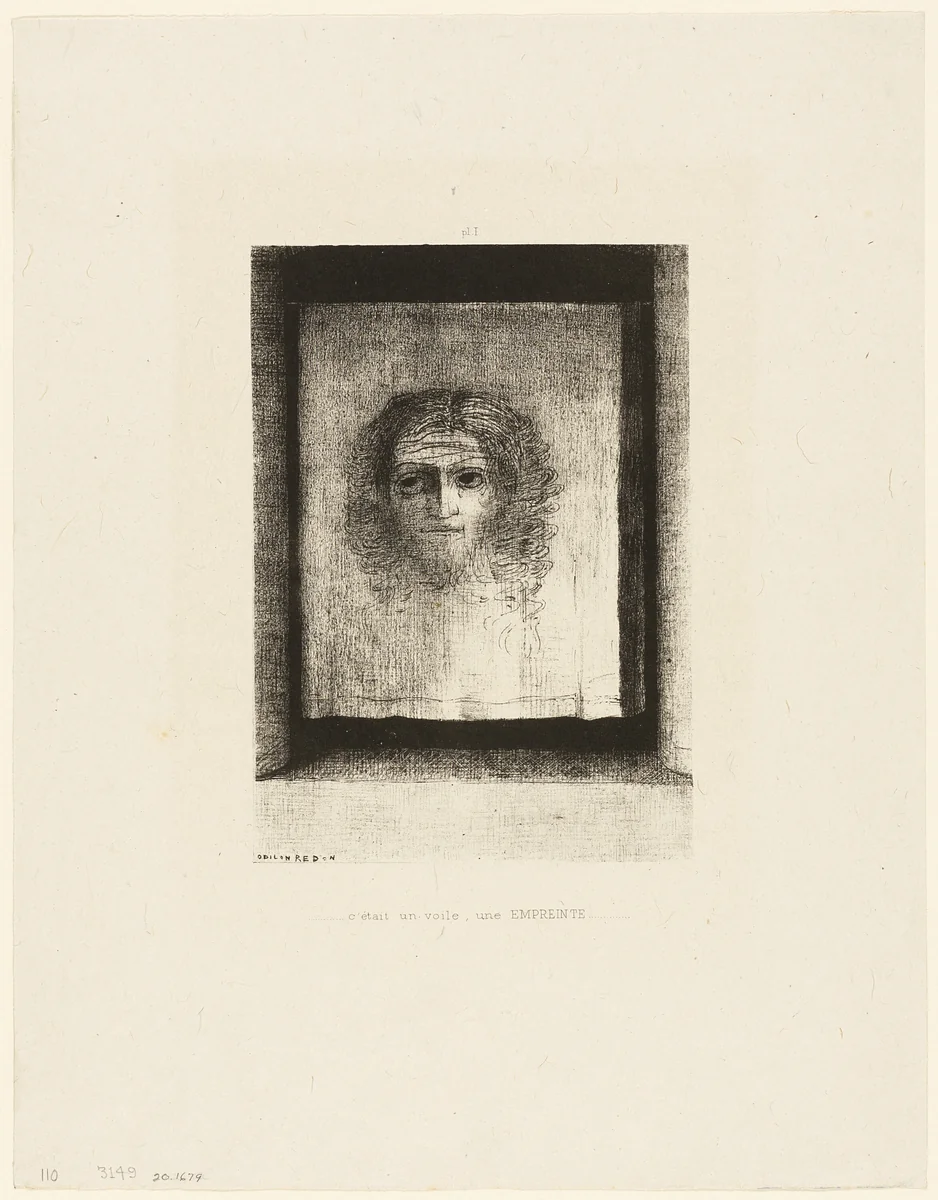 It was a Veil, an Imprint, plate 1 of 6 by Odilon Redon, print, 1891