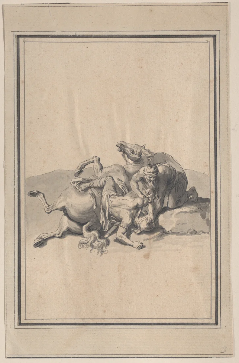 Vignette, from "The Battle of Milvian" by Bernard Picart, drawing, 1700-1733