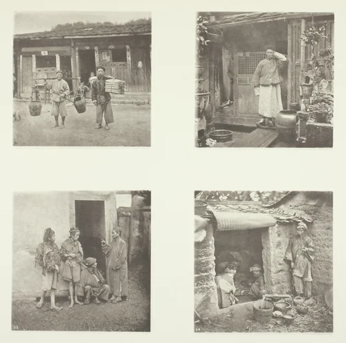 Foochow Coolies; A Foochow Detective; The Chief of Thieves; Beggars Living in a Tour by John Thomson, photograph, 1863-1873