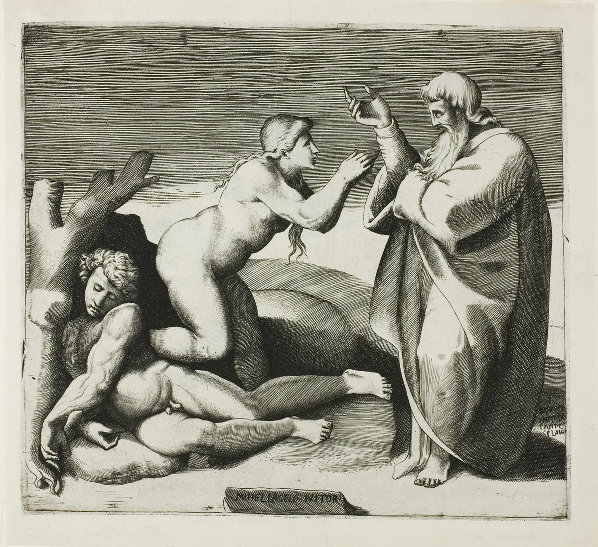 The Creation of Eve by Giulio Bonasone, print, 1540-1545