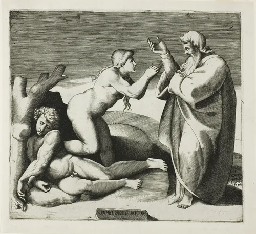 The Creation of Eve by Giulio Bonasone, print, 1540-1545