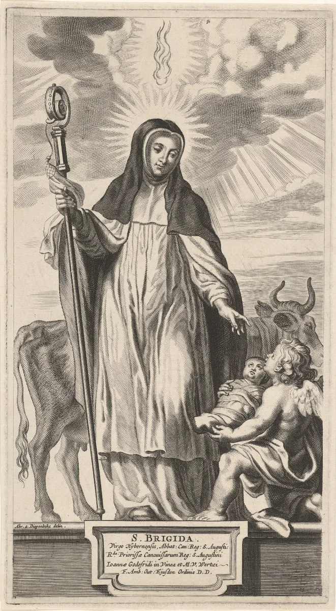 H. Brigitta van Kildare by Theodor Matham, print, 1615-1676