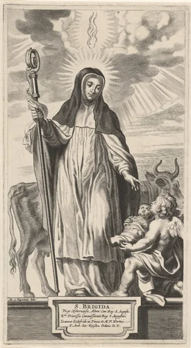 H. Brigitta van Kildare by Theodor Matham, print, 1615-1676