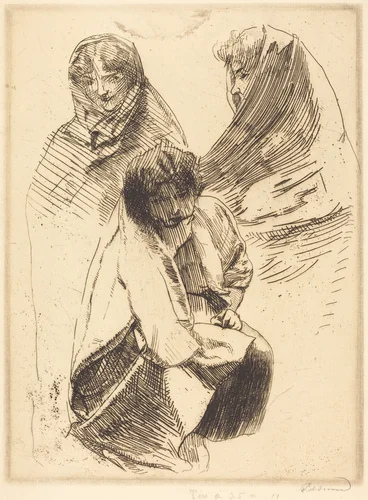 Three Veiled Women (Trois femmes voilées) by Albert Besnard, print, 1899