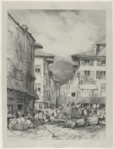 Rue de Gros in Clermont by Eugène Isabey, print, 1833