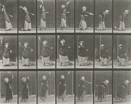 Lawn Tennis: Plate 298 from Animal Locomotion (1887) by Eadweard Muybridge, photograph, 1884