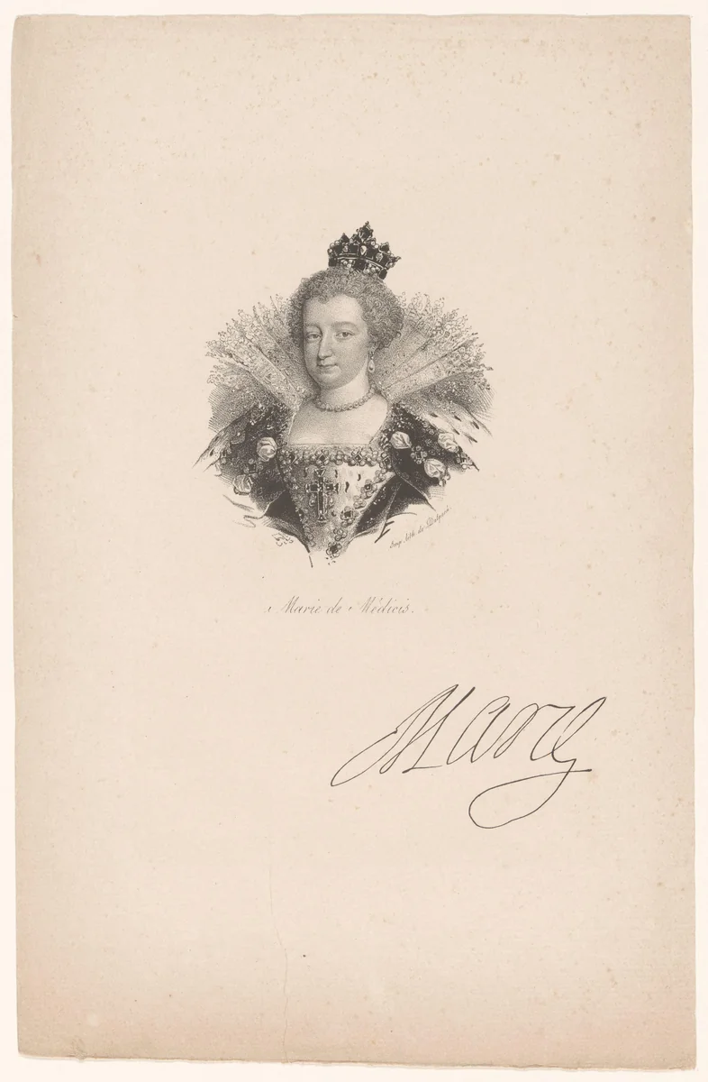 Portret van Maria de' Medici by anonymous, print, 1818-1842