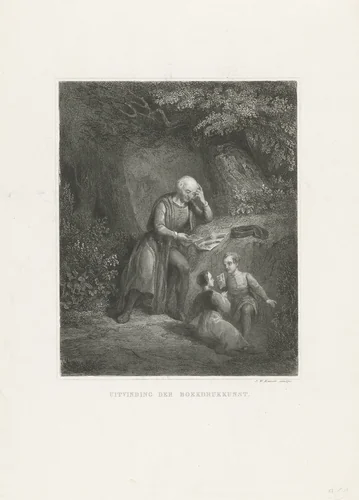 De uitvinding van de boekdrukkunst door Laurens Jansz. Coster te Haarlem by Johann Wilhelm Kaiser, print, 1840-1884