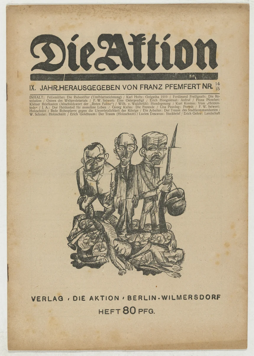 Die Aktion, vol. 9, no. 14/15 by Lisa Pasedag
Franz Wilhelm Seiwert
Wilhelm Schuler
Erich Goldbaum
Erich Gehre, periodical, 1919