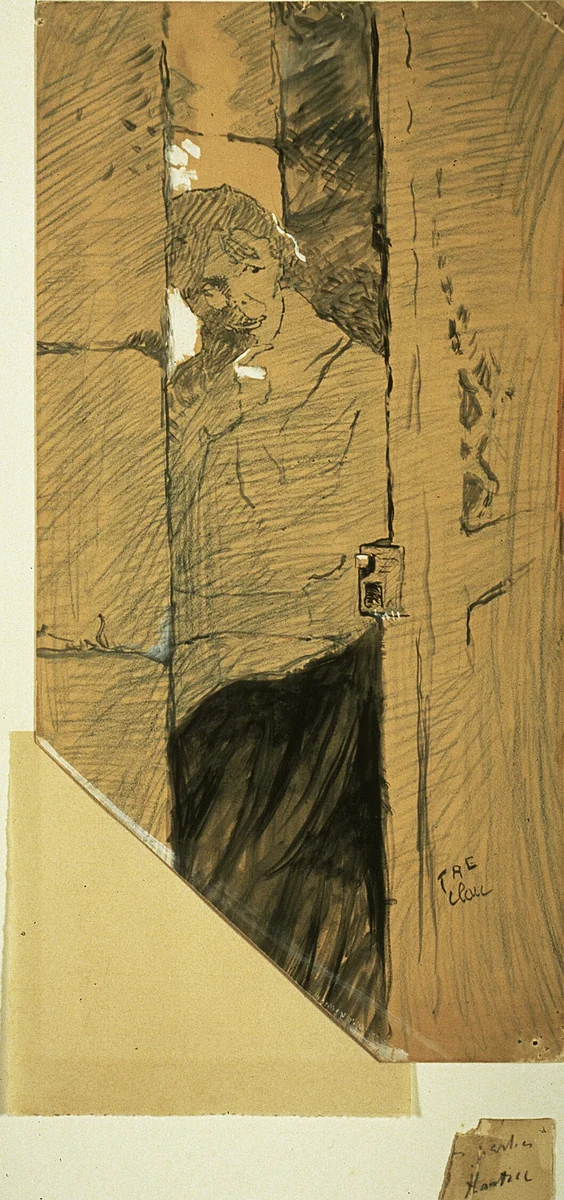 At the Door by Henri de Toulouse-Lautrec, drawing, 1885-1887