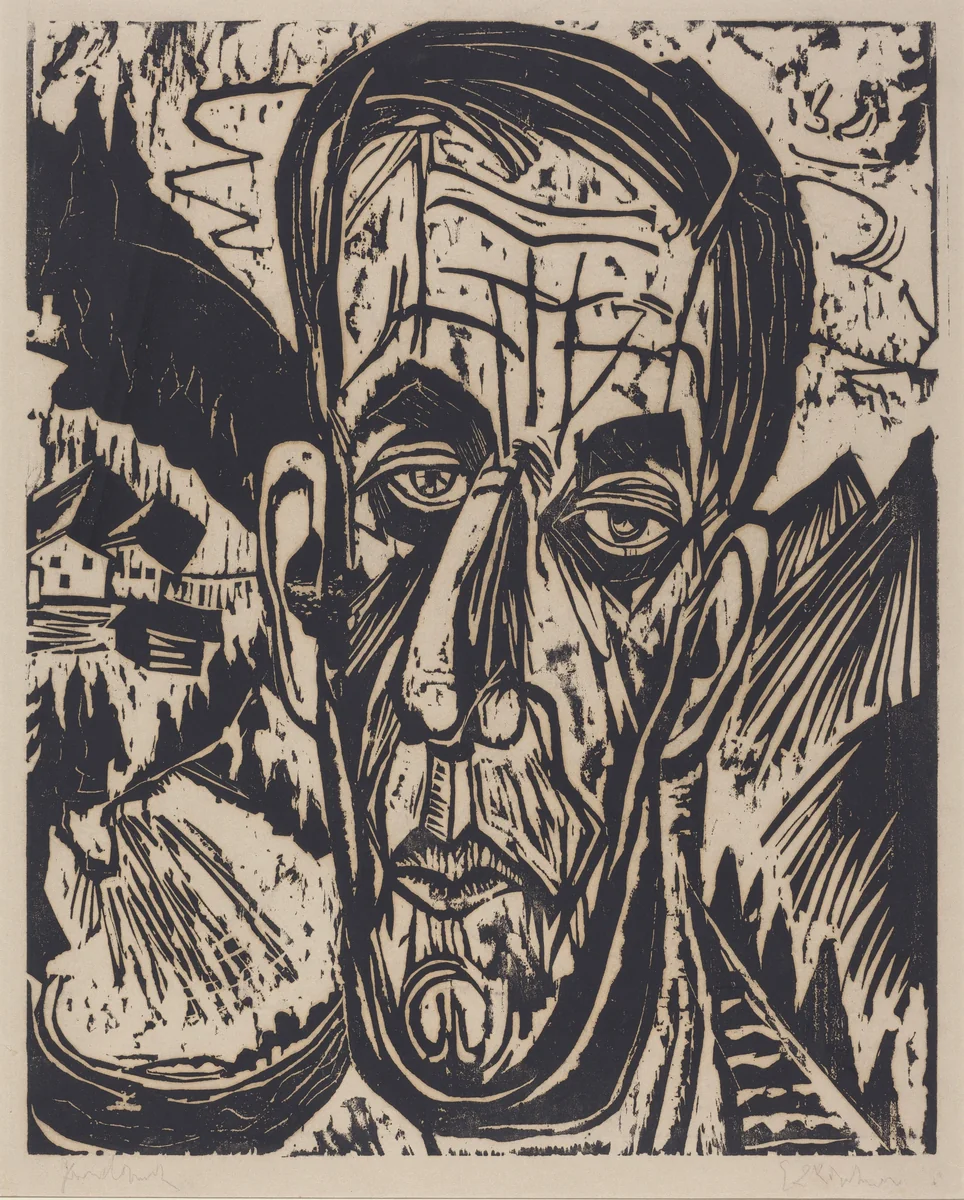 Head of van de Velde, Bright (Kopf van de Velde, Hell) by Ernst Ludwig Kirchner, print, 1917