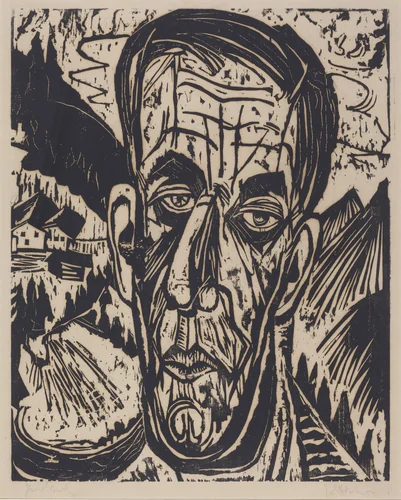 Head of van de Velde, Bright (Kopf van de Velde, Hell) by Ernst Ludwig Kirchner, print, 1917