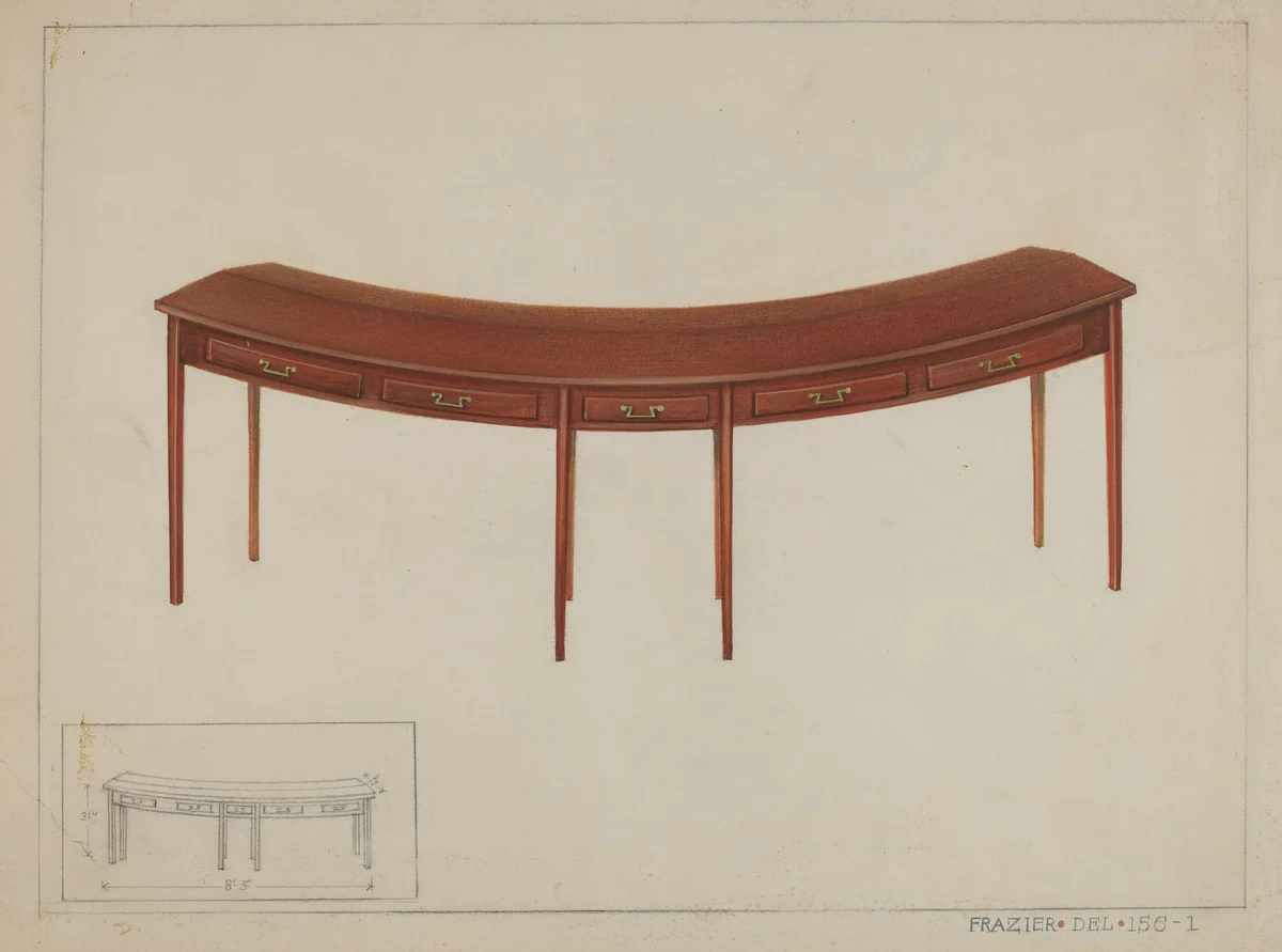 Circular Desk by Cornelius Frazier, index of american design, 1936