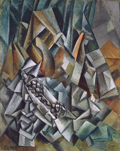 Still Life with Liqueur Bottle by Pablo Picasso, painting, 1909
