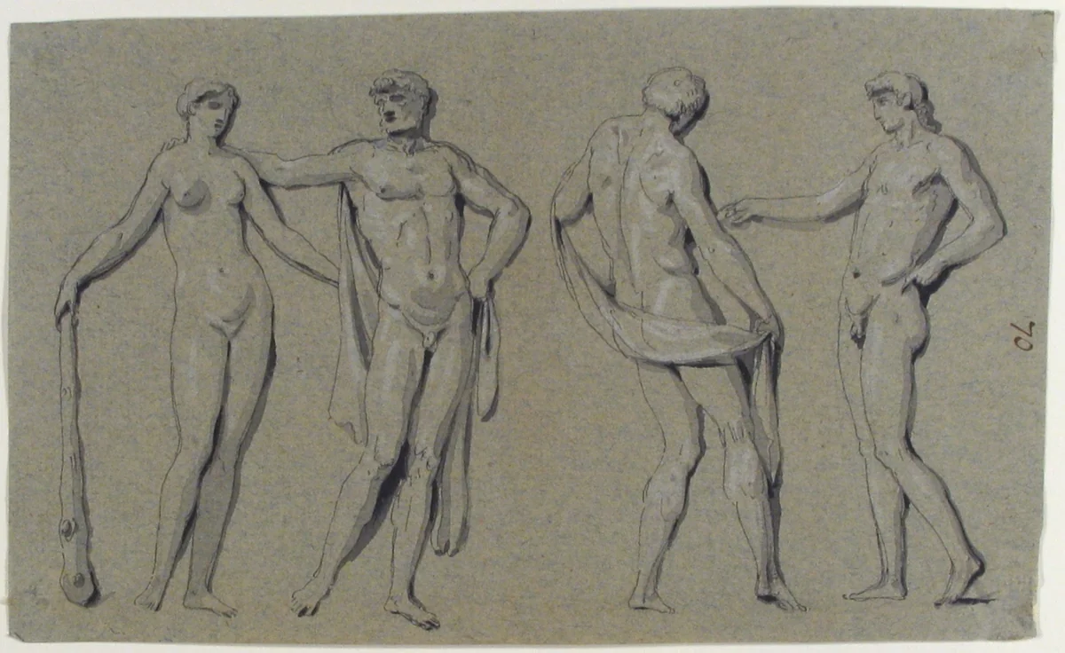 Group of Nude Figures by anonymous, drawing, 1700-1799