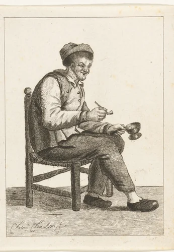 Rokende boer met pijp en test by Pieter de Mare, print, 1779