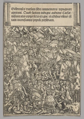 Second War with Guelders, plate 19 from Historical Scenes from the Life of Emperor Maximilian I from the Triumphal Arch by Hans Springinklee, print, 1515-1517