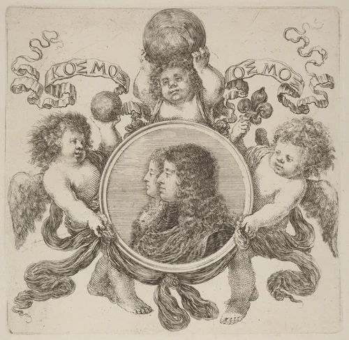 Cosimo de Medici, Prince of Tuscany and Marguerite Louise d'Orléans by Stefano della Bella, print, 1610-1664