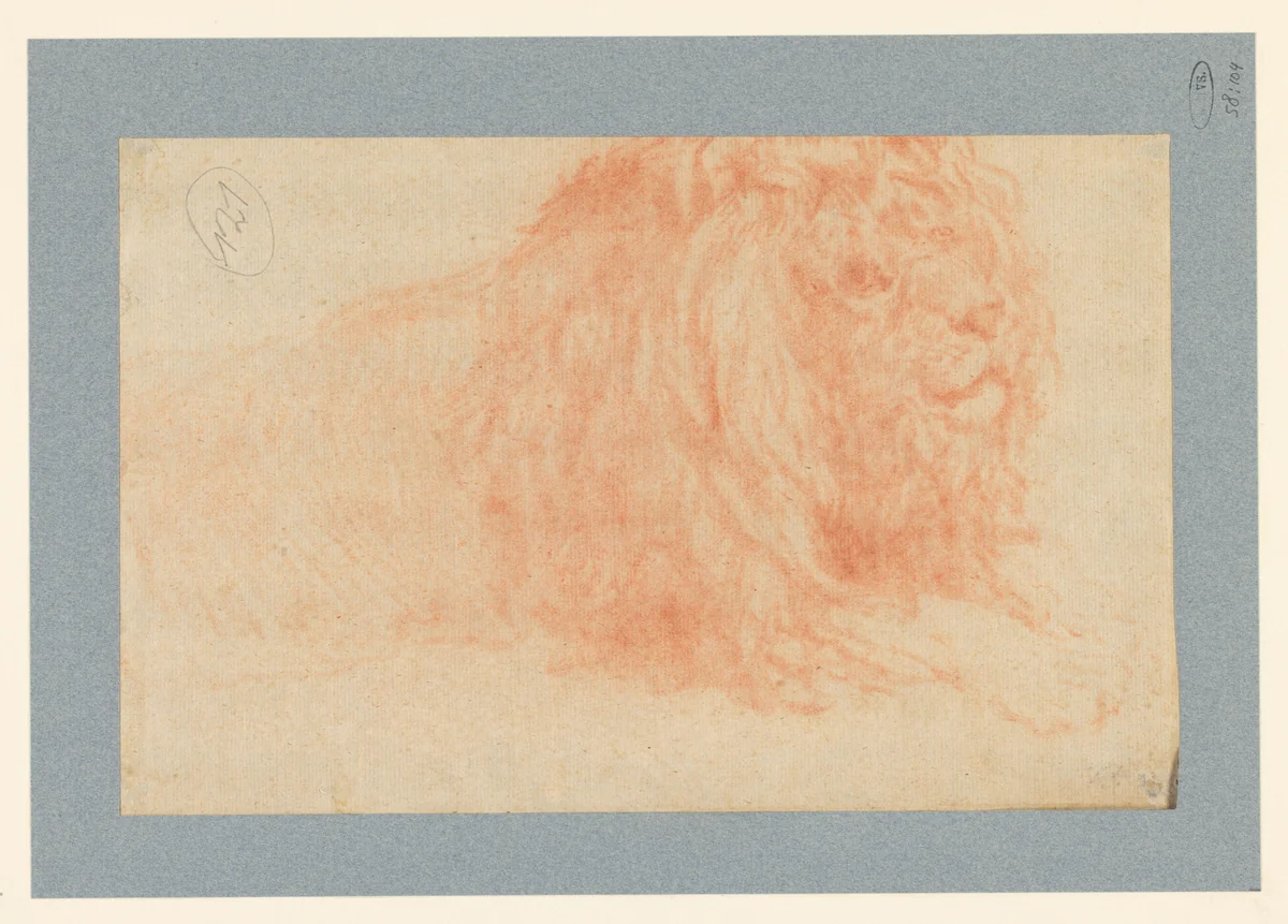 Studie van een leeuw by Jean Baptiste Hilaire, drawing, 1763-1822