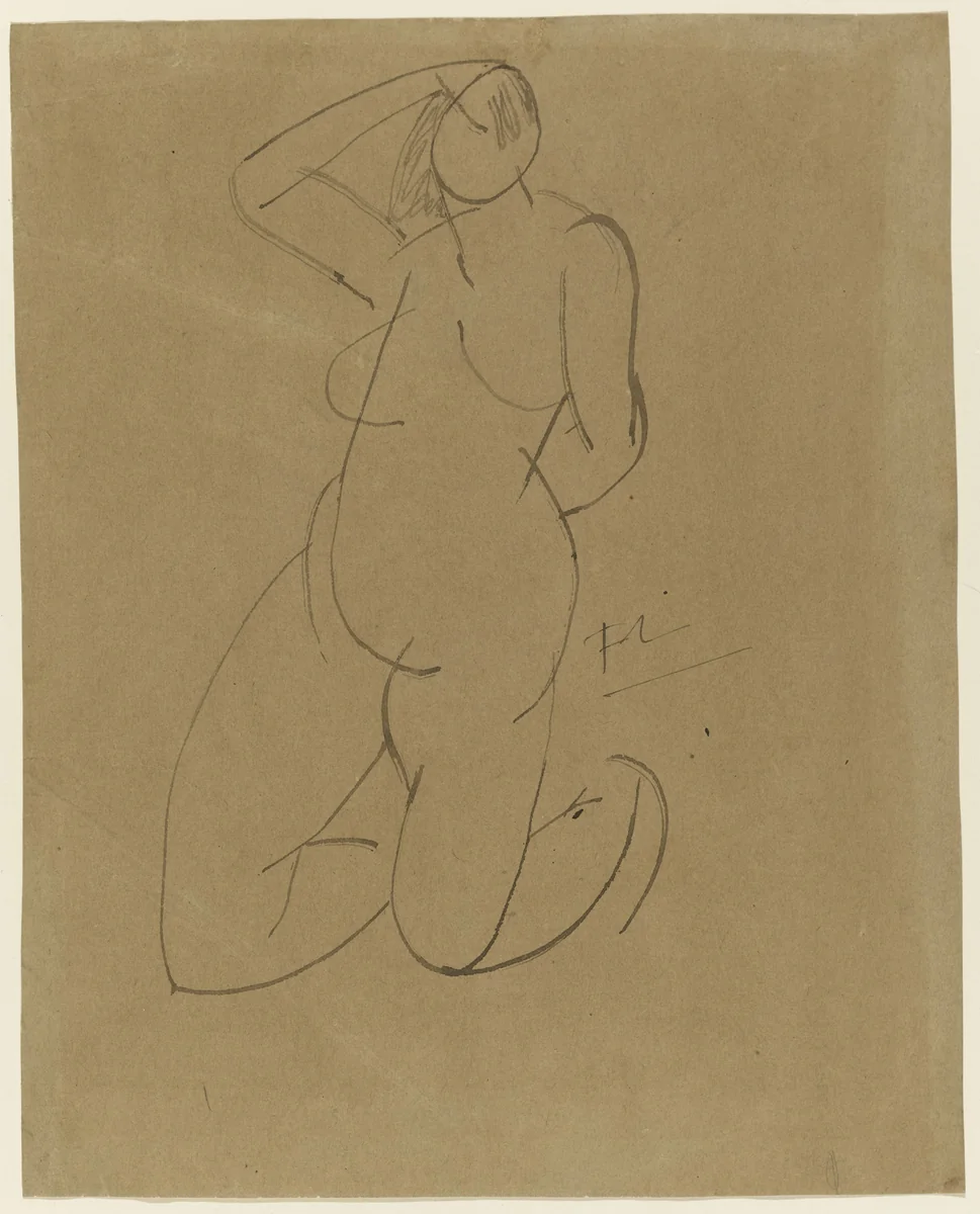Kneeling Nude by Fernand Léger, drawing, 1907