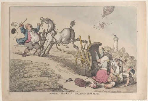Rural Sports: Balloon Hunting by Thomas Rowlandson, print, 1811