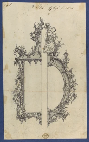 Pier Glass Frames, in Chippendale Drawings, Vol. I by Thomas Chippendale, drawing, 1754