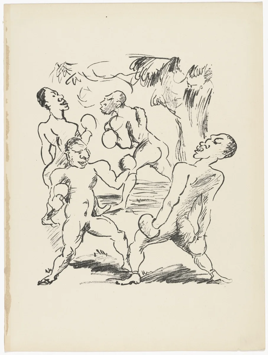 The Boxers (Die Boxer) (plate 7) from the illustrated book Deutsche Graphiker der Gegenwart (German Printmakers of Our Time) by Rudolf Grossmann, illustrated book, 1920