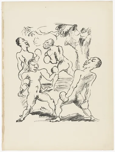 The Boxers (Die Boxer) (plate 7) from the illustrated book Deutsche Graphiker der Gegenwart (German Printmakers of Our Time) by Rudolf Grossmann, illustrated book, 1920