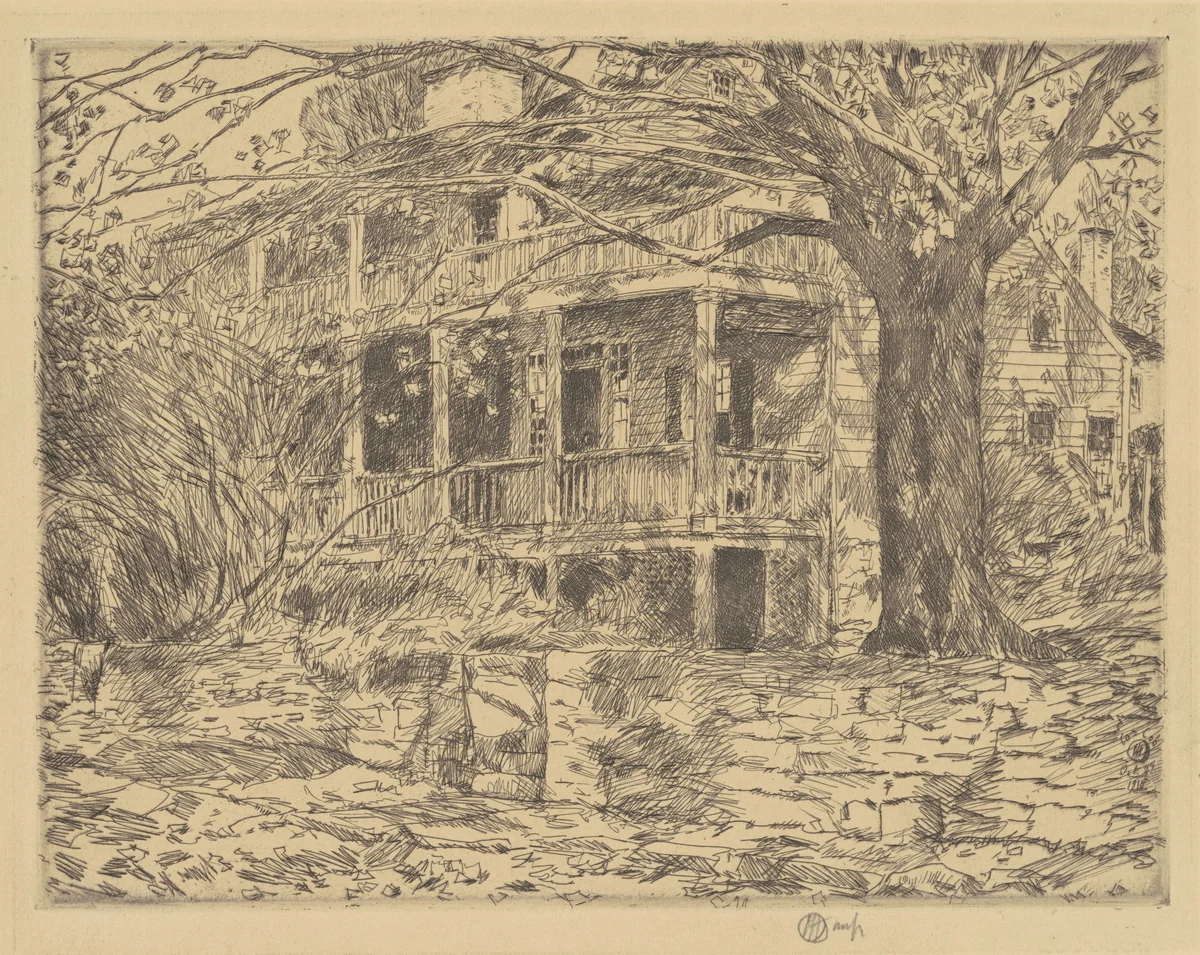 The Old House, Cos Cob by Childe Hassam, print, 1915