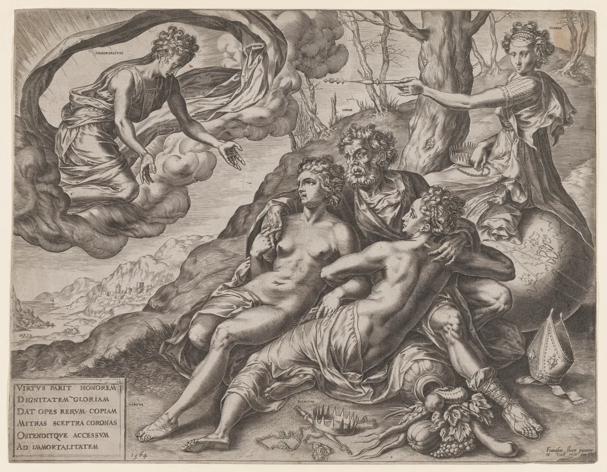 The Immortal Rewards of Virtue by Cornelis Cort, print, 1564