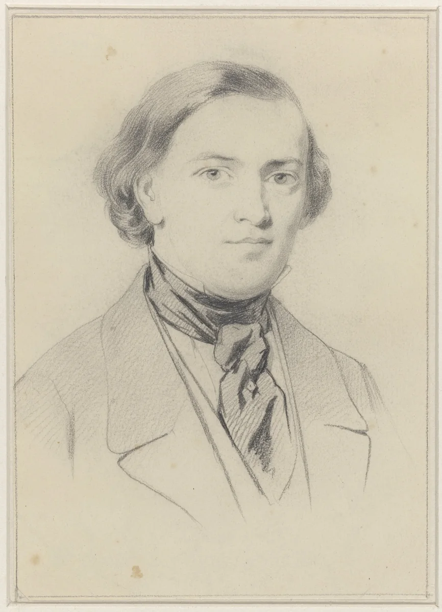 Portret van Elias Pieter van Bommel by Moritz Calisch, drawing, 1839-1870