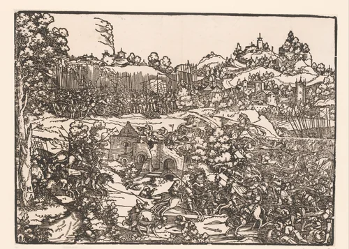 Veldslag met Turkse legers by anonymous, print, 1529-1535