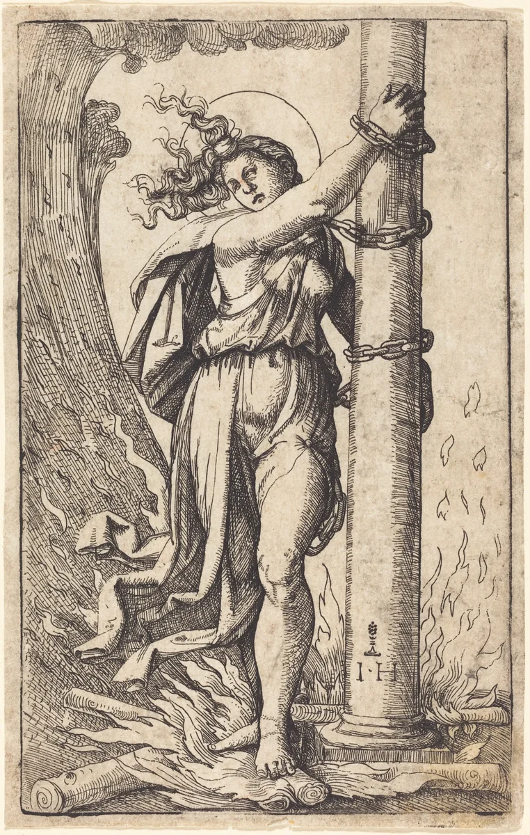 Fortitude by Hieronymus Hopfer; Marcantonio Raimondi, print, 1500-1550