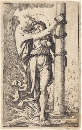 Fortitude by Hieronymus Hopfer; Marcantonio Raimondi, print, 1500-1550