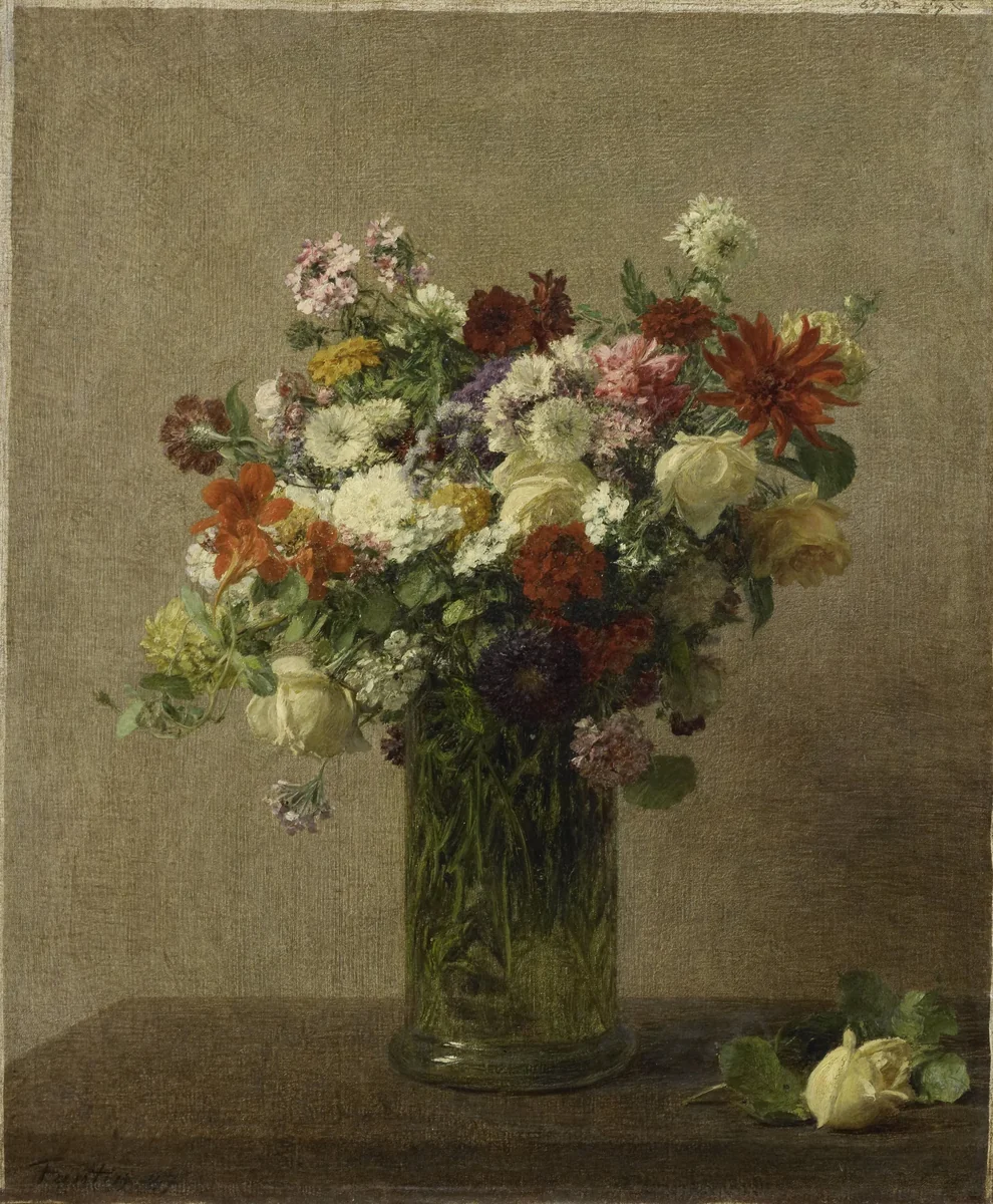 Flowers from Normandy by Henri Fantin-Latour, painting, 1887
