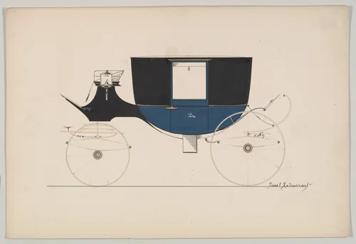 Coach (unnumbered) by Brewster & Co., drawing, 1865-1875