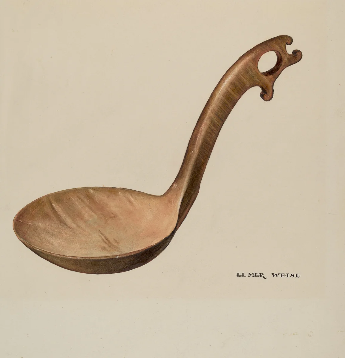 Wooden Dipper by Elmer Weise, index of american design, 1938