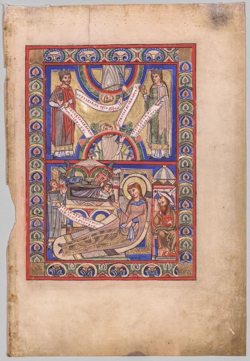 Single Leaf Excised from a Gospel Book: The Nativity (recto) by Unknown, manuscript, 1185-1195