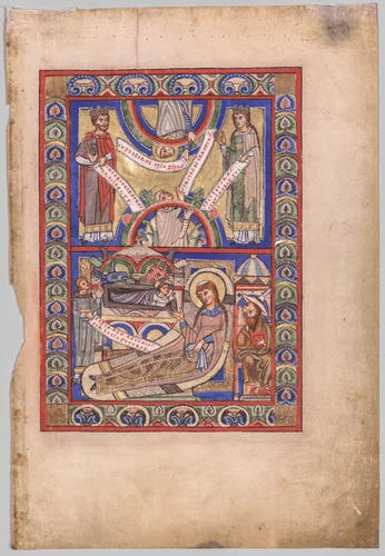 Single Leaf Excised from a Gospel Book: The Nativity (recto) by Unknown, manuscript, 1185-1195