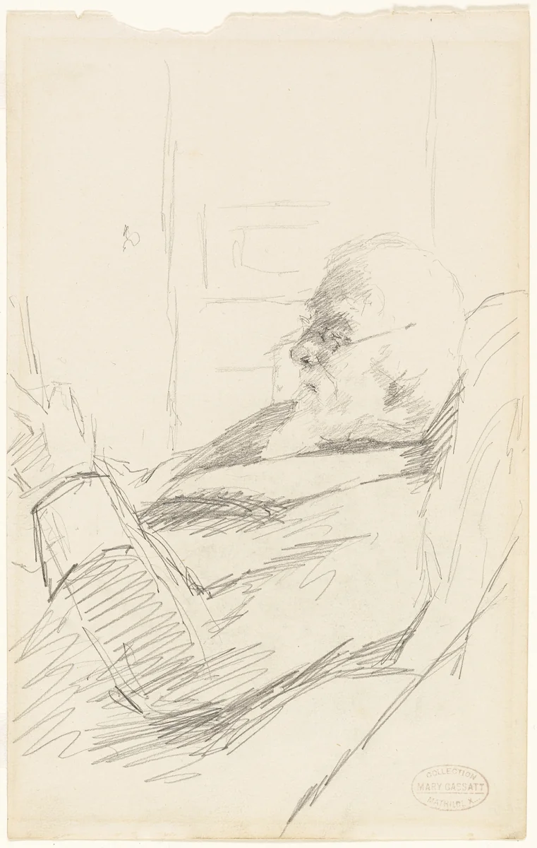 The Artist's Father Reading by Mary Cassatt, drawing, 1880-1885