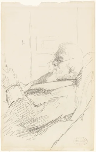 The Artist's Father Reading by Mary Cassatt, drawing, 1880-1885