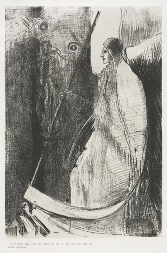 And Another Angel Came Out of the Temple which is in Heaven, and He also Having a Sharp Sickle by Odilon Redon, print, 1899