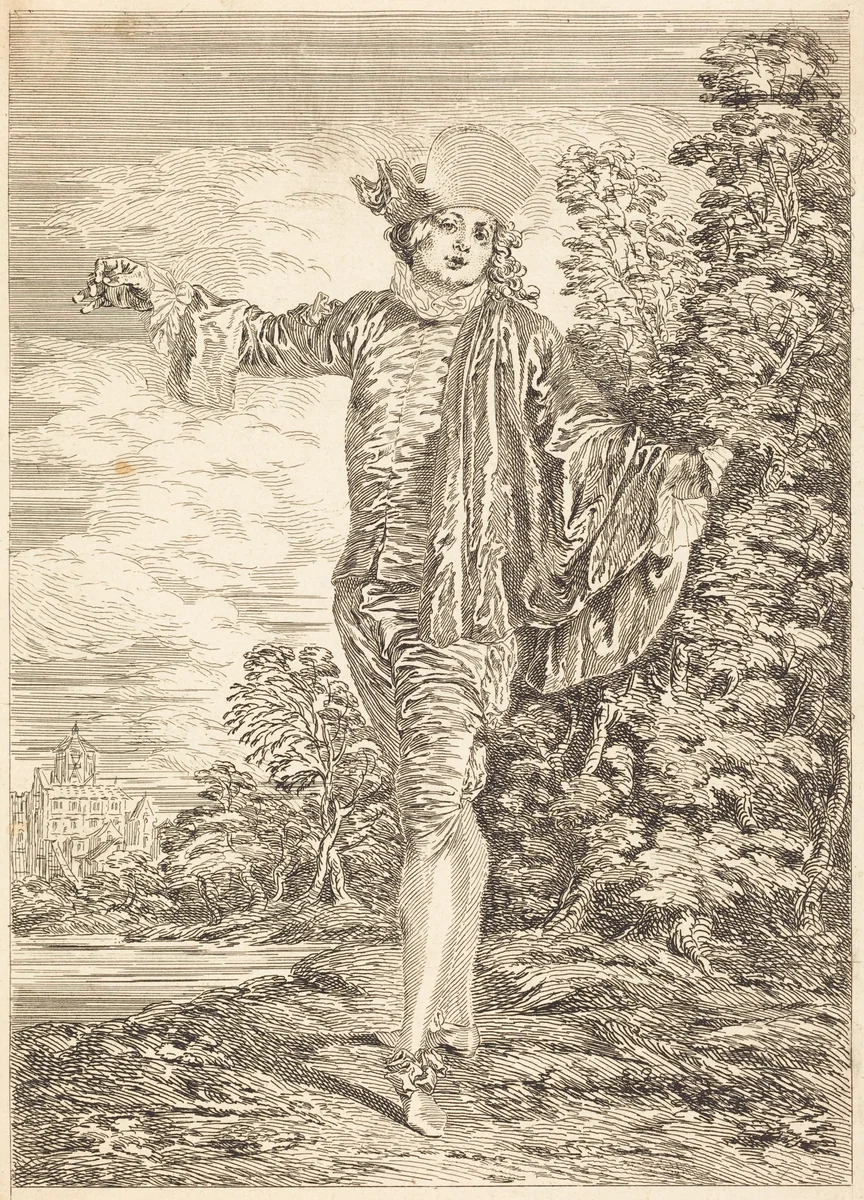 Indifferent (L'Indifférent) by Antoine Watteau, print, 1730