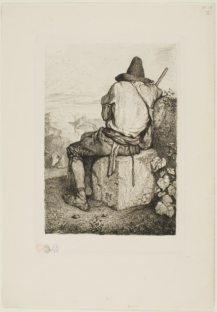 The Swineherd by Alexandre-Gabriel Decamps, print, 1843