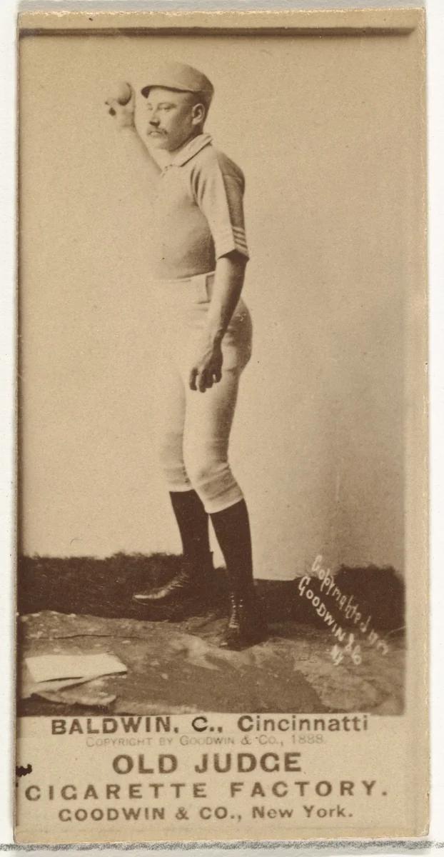 Clarence Geoghan "Kid" Baldwin, Catcher, Cincinnati, from the Old Judge series (N172) for Old Judge Cigarettes by Goodwin & Company, photograph, 1888